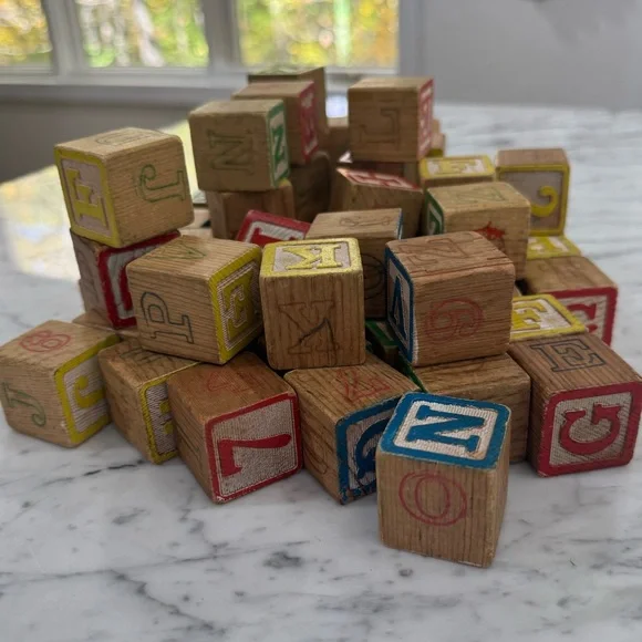 Playskool 1978 Colorful Alphabet & Number Wooden Blocks Large Lot of 62 - Picture 5 of 9